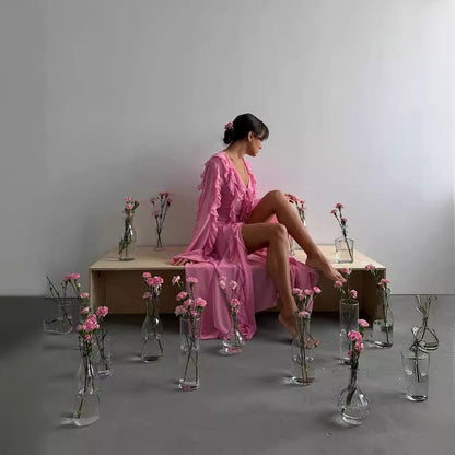 Dam Klänning V-ringad A-linje Chiffon Midi för Eleganta Tillfällen-3