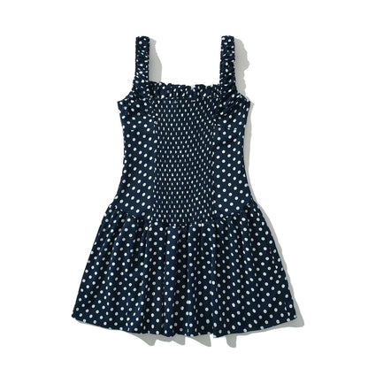 Damklänning med Ruffles Prickdesign Lätt Tyg Fina Damklänningar 2
