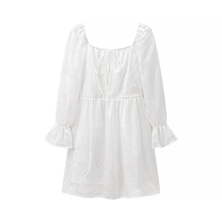 Damklänning A-linje Voluminösa Ärmar Andningsbart Material-2