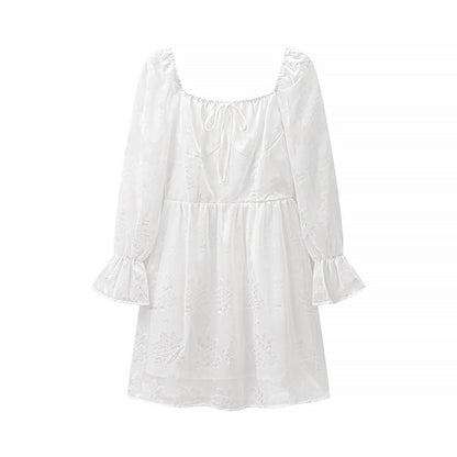 Damklänning A-linje Voluminösa Ärmar Andningsbart Material-2