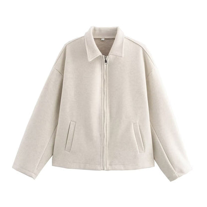 Dam Fleecejacka Modern Design Mjuk Fleece med Ståkrage och Dragkedja-5