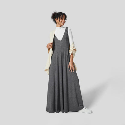 Dam Jumpsuit Djup V-ringning Bred Ben Elastisk Blandning-4