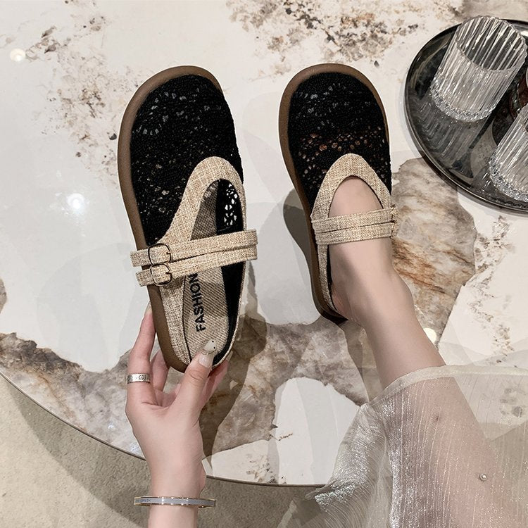 Dam Tofflor Blommig Design Mjuk Textil-4