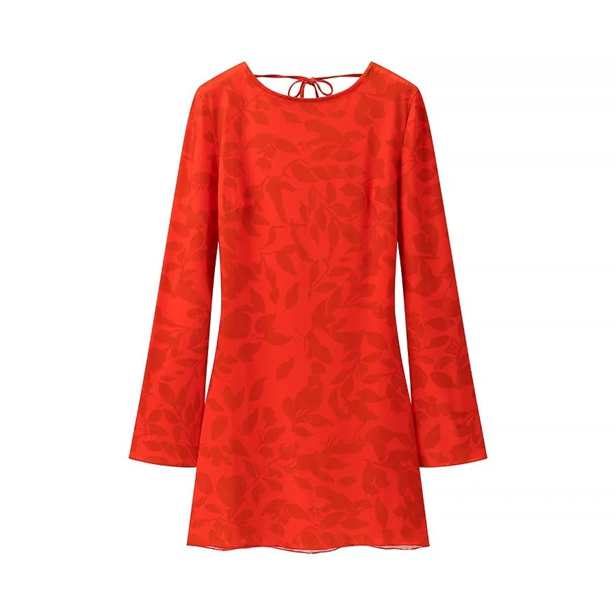 Damklänning Jonk Design Elegant Rund Halsringning Figur-Hugging Andningsbart Tyg-1