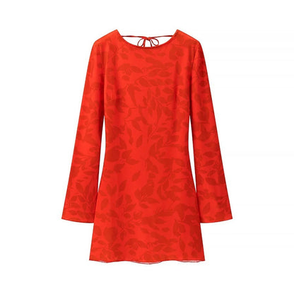 Damklänning Jonk Design Elegant Rund Halsringning Figur-Hugging Andningsbart Tyg-1