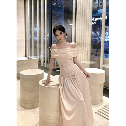 Maxiklänning Dam Enaxlad Slim Fit Polyester Lång Klänning-2