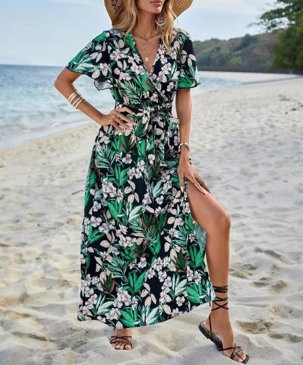 Variant image for Kvinnors Flödesklänning V-Ringning Elastisk Midja Polyester-1