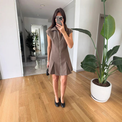 Kort A-linje Klänning Dam med Dragkedja – Kort Svart Sommarklänning i Polyester 2