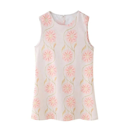Dam Klänning Blommig Ärmeless Design Lätt Tyg-6