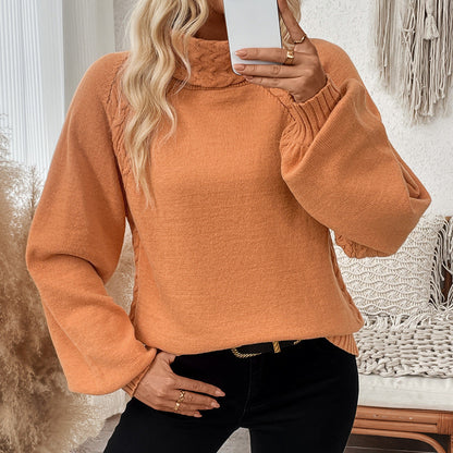 Dam Pullover Geometrisk Mönster Polyester Ståkrage Långa Ärmar-2