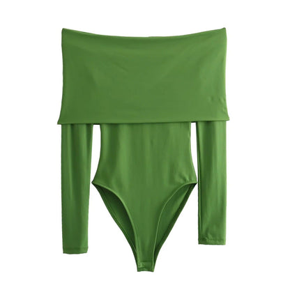 Kvinnors Bodysuit Utanför Axlarna med Långa Ärmar – Elastisk och Mångsidig, Perfekt för Vardag och Fest 7