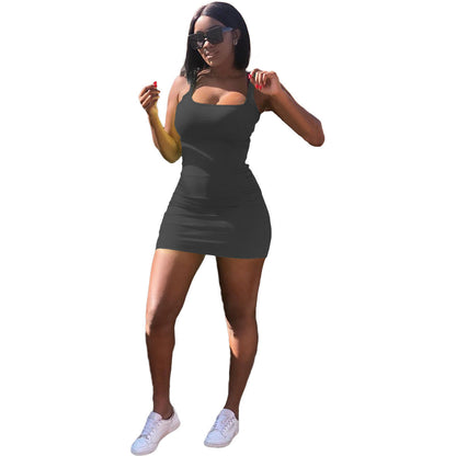 Variant image for Kvinnors Slim Klänning Ribbad U-Halsad Polyester Spandex-25