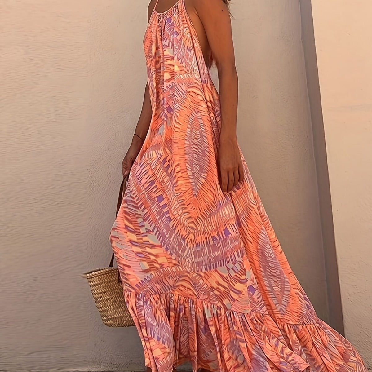 Fina Dam Klänningar Off Shoulder Maxi Blommig Polyester Spandex-3