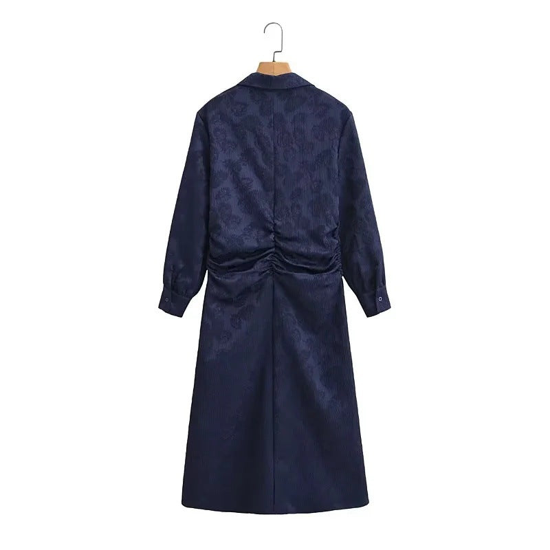 Dam Klänning Skjortablusstil Blommönster Högkvalitativt Tyg 2