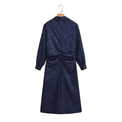 Dam Klänning Skjortablusstil Blommönster Högkvalitativt Tyg 2