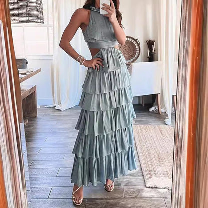 Damklänning A-Linje Off-Shoulder Polyester Fina Ruffles-5