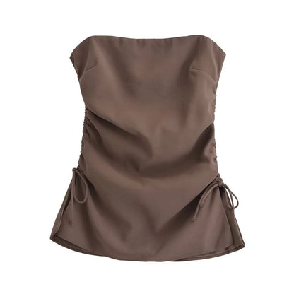 Kvinnors Topp Wrap Design Högkvalitativt Material-1