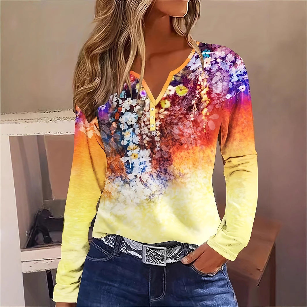 Dam Skjorta Blommig Långärmad 100% Bomull-2