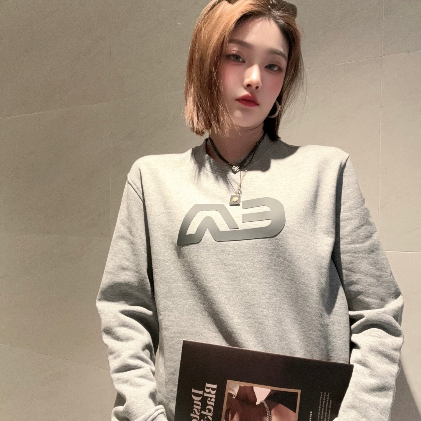 Herr Tröja Rund Hals Långa Ärmar 100% Bomull Tungvikt-3