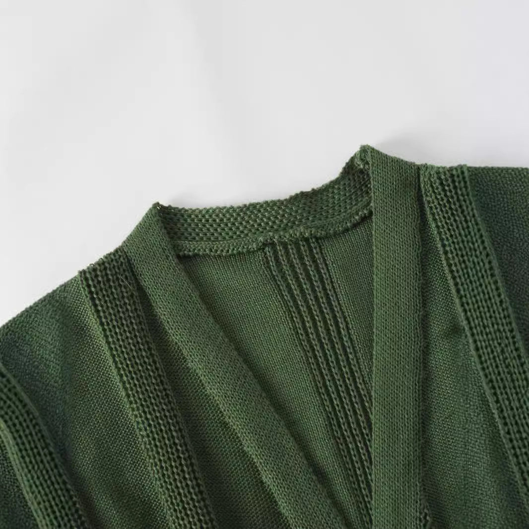 Lång Kofta Dam Öppen Spandex Cardigan-4