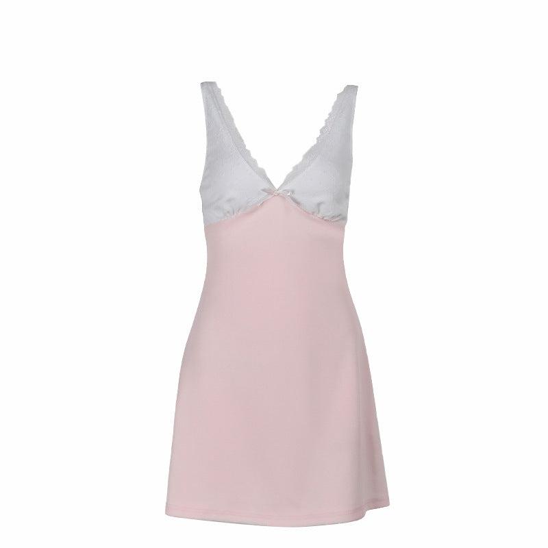 Kvinnlig Miniklänning Halterneck Elegant Högkvalitativt Tyg 6