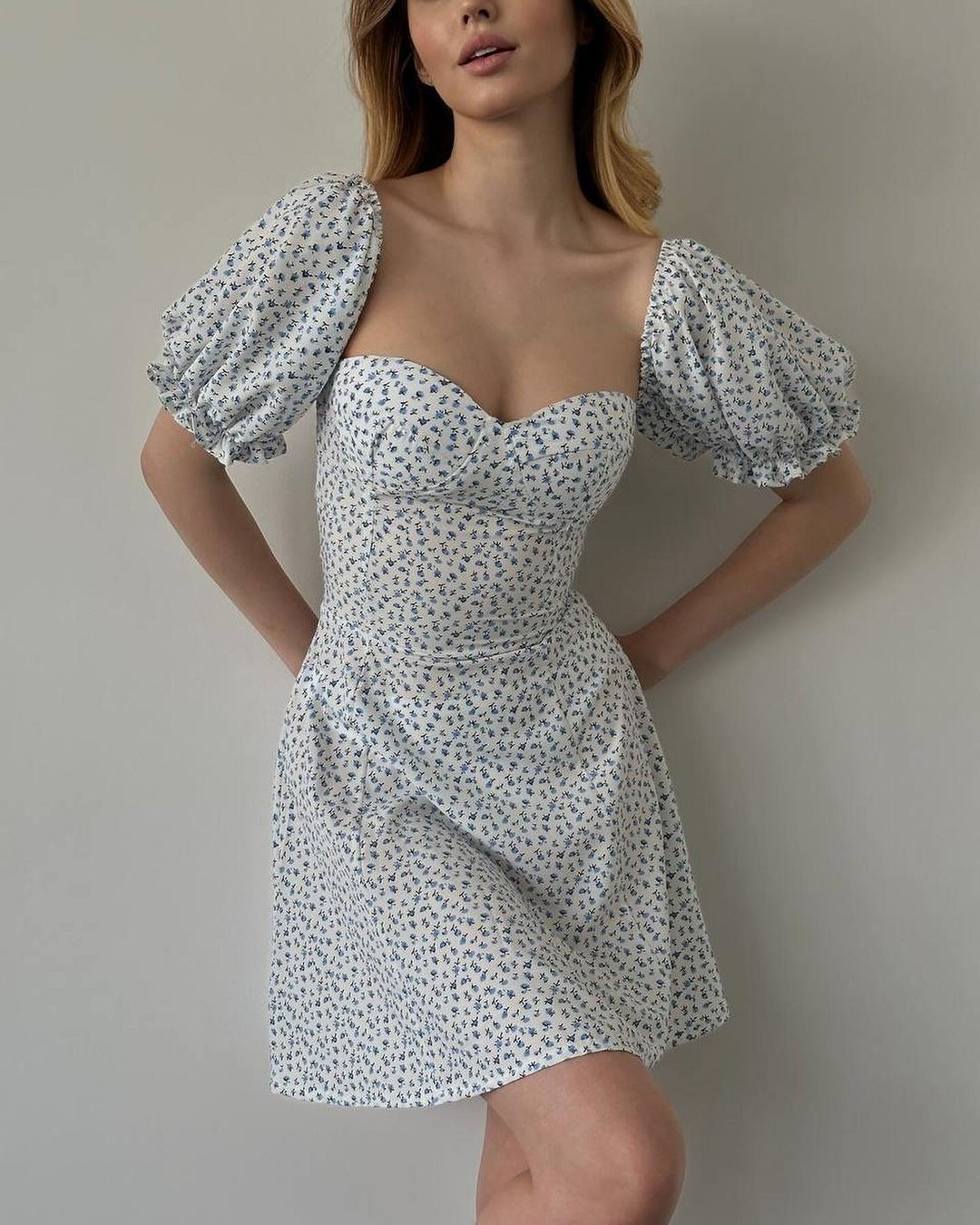 Variant image for Kvinna Vintage Klänning Puffärmar A-linje Polyester-1