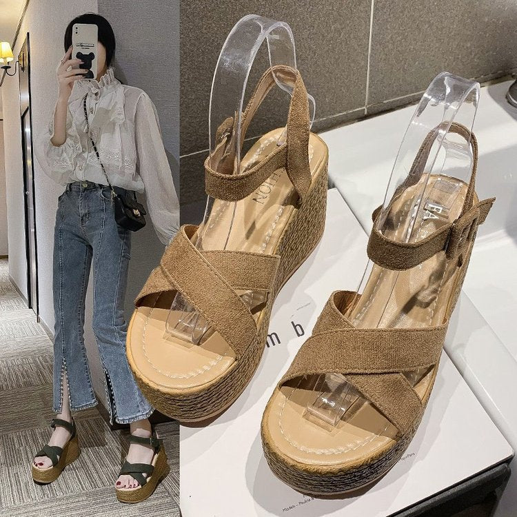 Damer Kilsandaler med Tvärbälte och Halkfri Sula Syntetmaterial-4