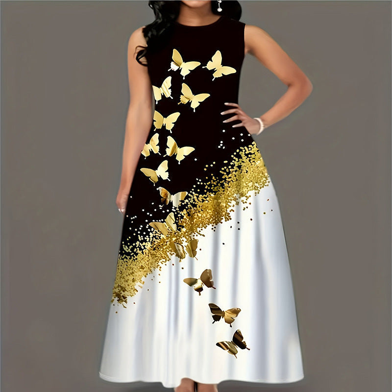 Variant image for Damklänning A-linje Djurmönster Ärmlös Polyester-1