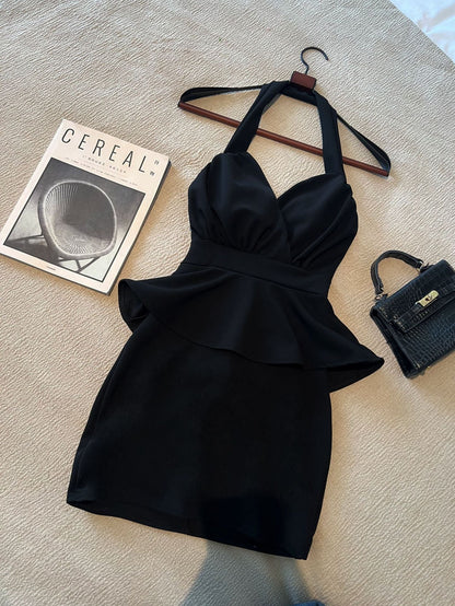 Kvinnors Glittrig Miniklänning Rygglös Halter Hals Polyester-6