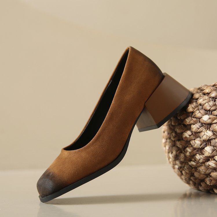 Dam Blockförsäljningsskor Mjuk Mocka Elegant Komfort 2