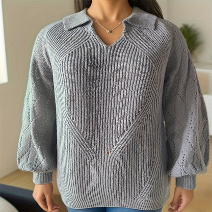 Dam Tröja Rund Nacke Ballongärmar Akryl Löst Sittande-2