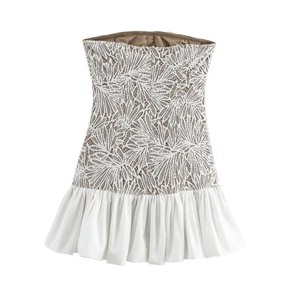 Damklänning Asymmetrisk Kjol Polyester Ärmlös Medelhög Midja-5