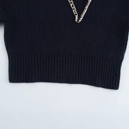 Stickad Tröja i Ullblandning med Ribbstruktur och Dekorativ Detalj för Kvinnor – Mångsidig för Vardag och Fest 4