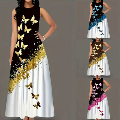 Damklänning A-linje Djurmönster Ärmlös Polyester-2