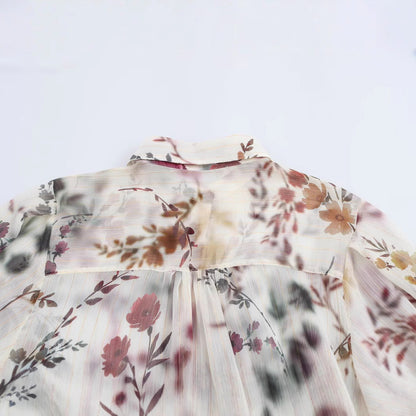 Dam Skjorta Blommig Elegant Polyester Korta Ärmar-4