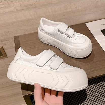 Kvinnliga Chunky Sneakers Kardborrstängning Syntetiskt Läder 2
