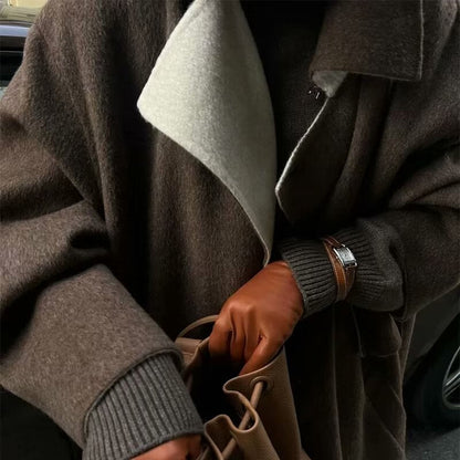 Kvinnor Trench Coat Elegant Lapel Lätt Andningsbart Tyg med Fickor 3