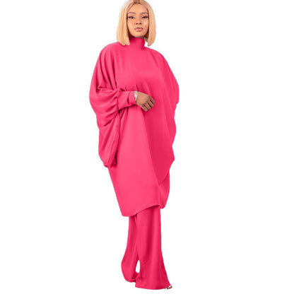 Kvinnors Byxset Batwing Ärmar Snörning Patchwork-6