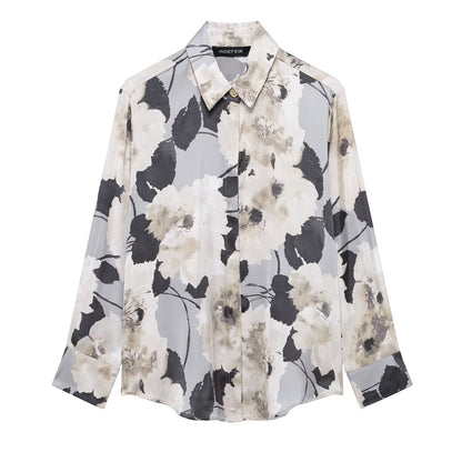 Kvinnors Kjol och Topp Set i Tryckt Satin, Midi Längd, Mjuk Spandex-3