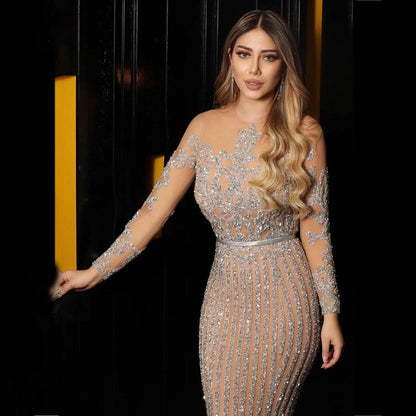 Kvinnors Långärmad Aftonklänning Mermaid Silhouette Annan Typ av Tyg-2