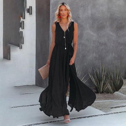 Dam Maxiklänning Utställd Polyester Ärmlös Elegant-3