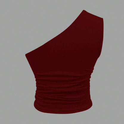 Kvinnors Kort Topp Asymmetrisk Spandex-3