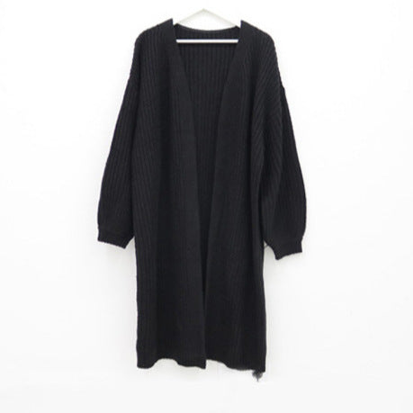Svart Kappa Dam Långärmad V-ringad Polyester Elegant Loose Fit-6