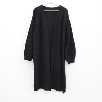 Svart Kappa Dam Långärmad V-ringad Polyester Elegant Loose Fit-6