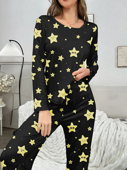 Dam Tvådelad Uppsättning Långärmad Casual Polyester 1