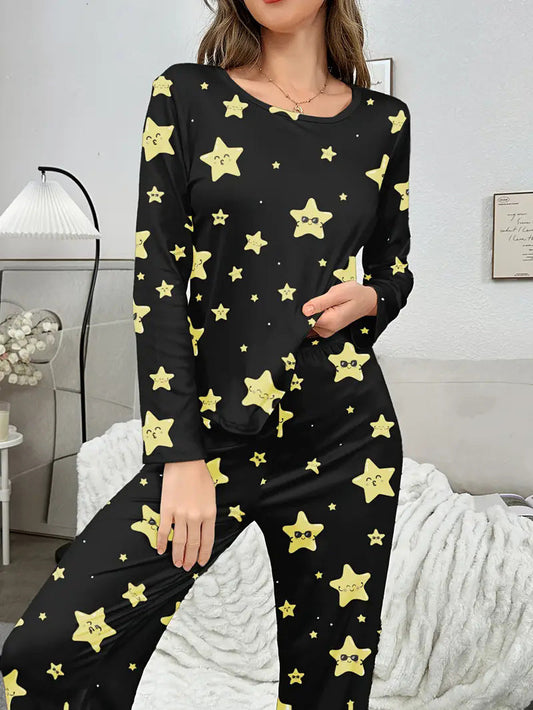 Dam Tvådelad Uppsättning Långärmad Casual Polyester 1