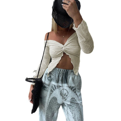 Kvinnors Off-Shoulder Festtop med Långa Ärmar och Rüsch-detaljer 6