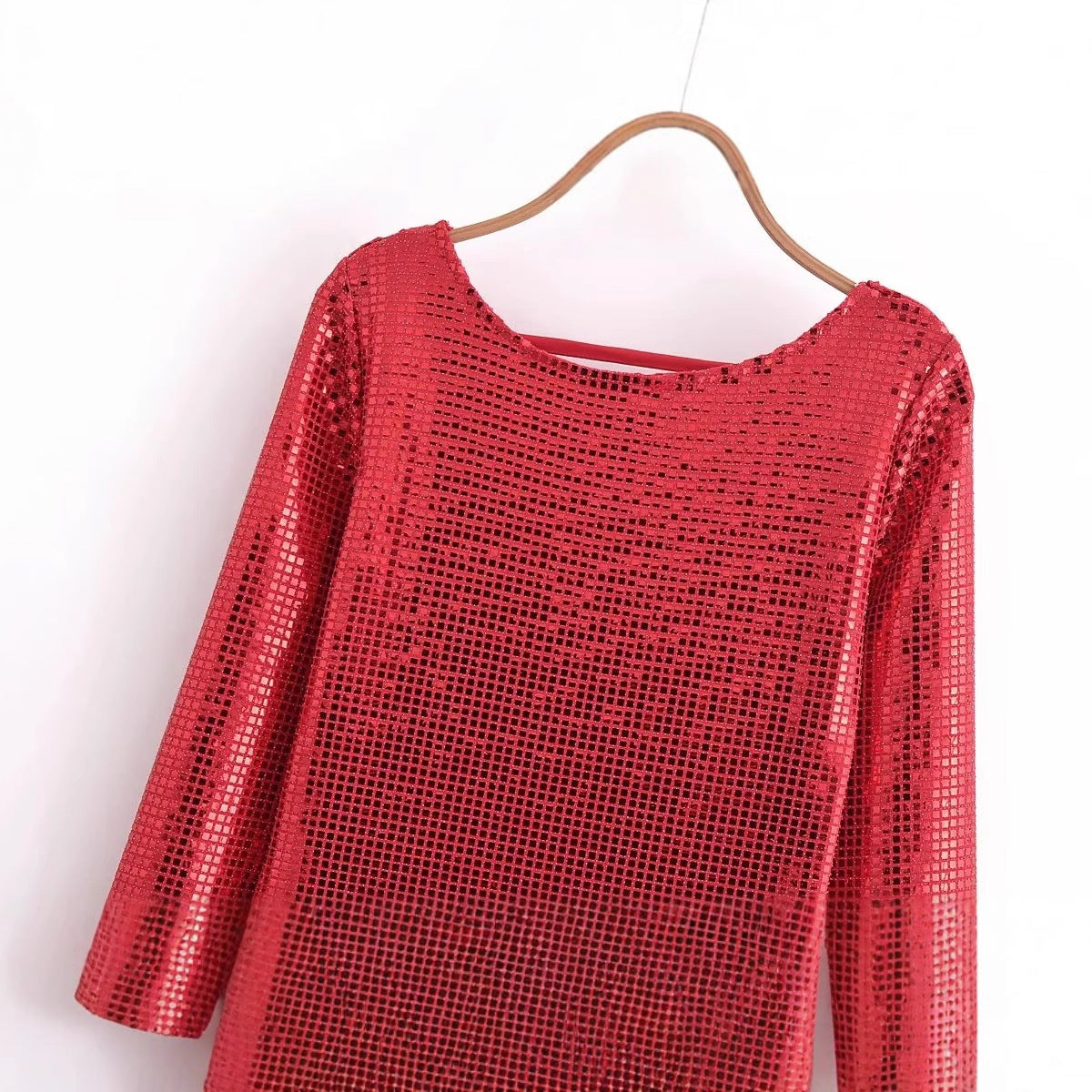 Dam Aftonklänning Långärmad Glittrande Tyg Elegant Festklänning 3
