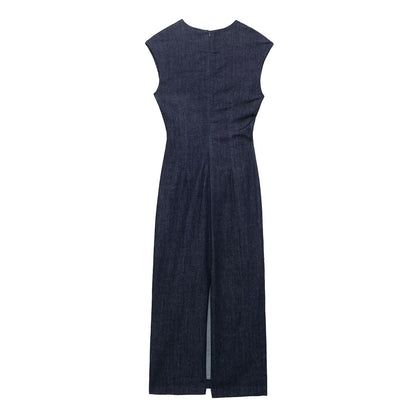 Dam Klänning Veckad Lång Polyester Elegant Sommar-4