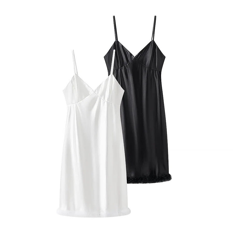 Kvinnors Aftonklänning V-ringad Spaghetti-bärare Lyxigt Tyg 2